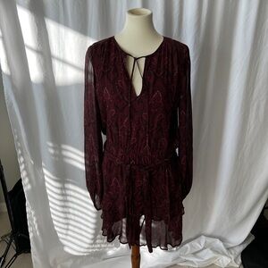 PAIGE Burgundy Paisley Mini Dress